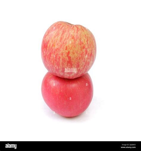 fresh fuji apple isolated   white background stock photo alamy