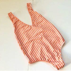 Thalassa Swim Thalassa Orange Stripe One Piece Bikini Medium Poshmark