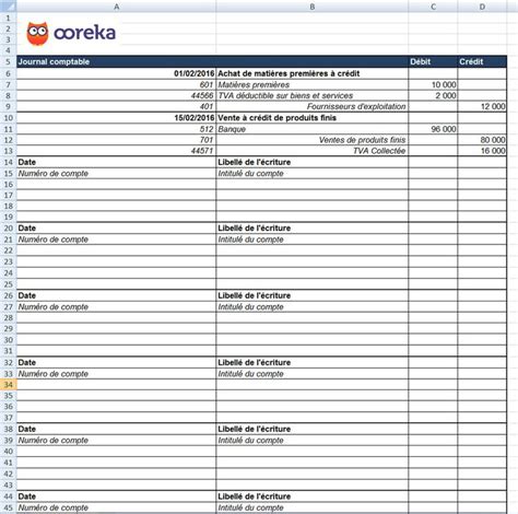 Feuille De Calcul Excel Journal Comptable