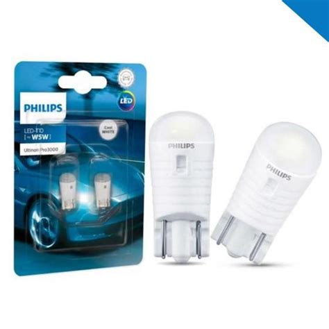 Lâmpada Pingo Led T10 Philips Super Branca 6000K Ultinon W5W Outros