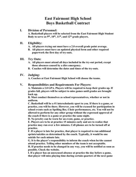 Basketball Player Contract Template Atelier Yuwa Ciao Jp