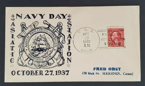 1937 USS Guam To Meriden Connecticut Hankow China Cancel Illustrated