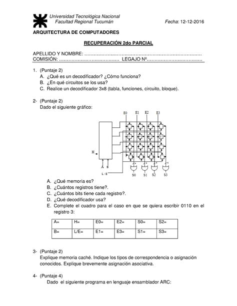 Recup Do Parcial Arquitectura De Computadoras Utn Studocu