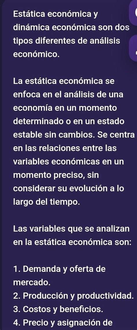 Clasifique La Est Tica Econ Mica Y Din Mica Econ Mica Brainly Lat