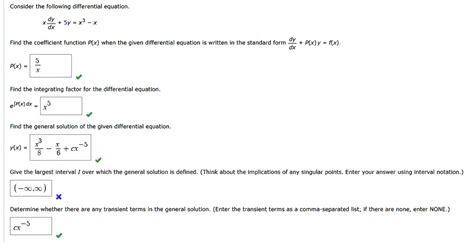 Solved Consider The Following Differential Equation Dx Find The Coefficient Function P X When