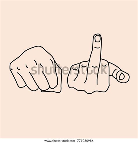 Middle Finger Fuck You Linear Black Stock Vector Royalty Free
