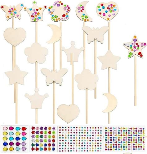 Pieces Princess Fairy Wands Kit Styles Unfinished Wood Crafts For