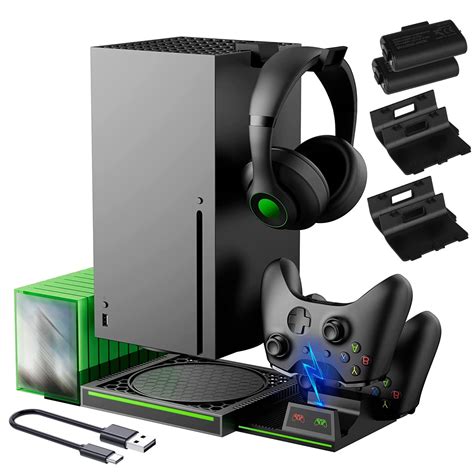 Vertical Stand For Xbox Series X Console Dual Controller Charging Dock Station Fit For Xbox