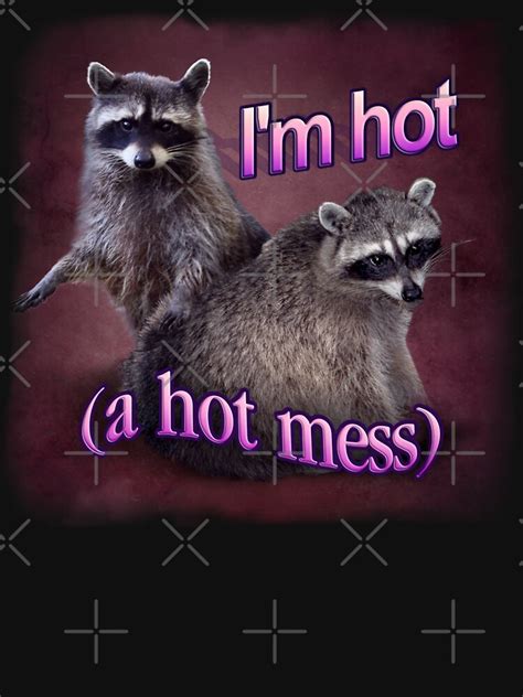 I M Hot A Hot Mess Raccoon Word Art Essential T Shirt For Sale By
