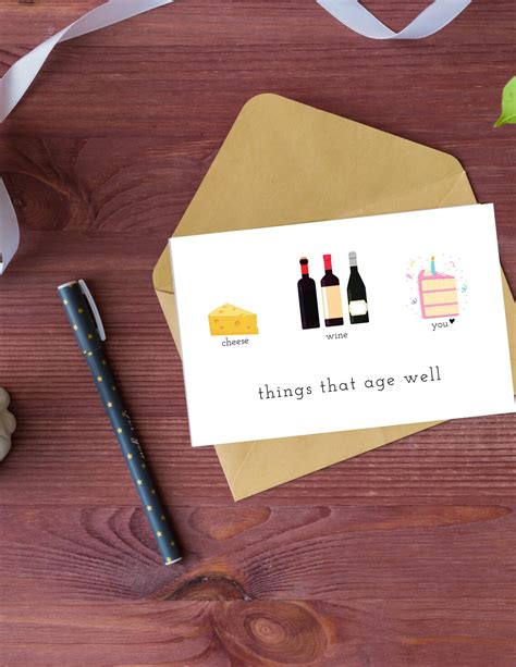 Wine Birthday Card Funny Digital Download Print At Home Etsy