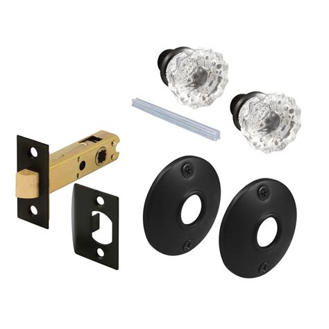 Prime Line Passage Door Latch Set Glass Knob With Latch Bolt Matte Black Finish Vintage The