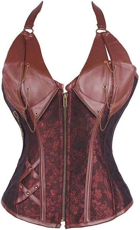 Bolawoo Women S Corsage Brown Halter Halter Top Corset Full Fashion