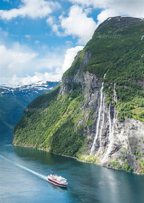 Beautiful Views In Geiranger Geirangerfjord Norway Stock Photo By