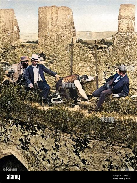 Kissing The Blarney Stone Blarney Castle Near Cork Ireland Date