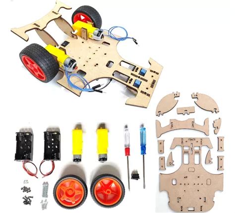 Kit Chasis Robot Sigue Lineas Proyectos Arduino Robotica Mdf Env O Gratis