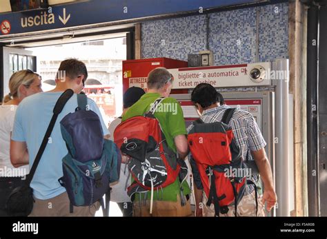 Rome Metro Tourists Of Different Nationalities Trying To Use The