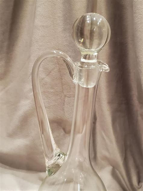 Vintage Etched Glass Long Neck Decanter Etsy