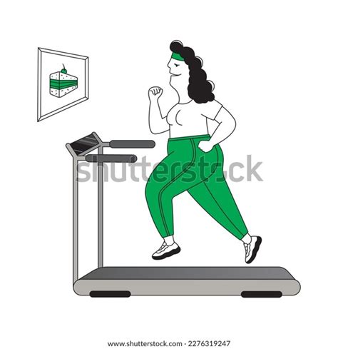 Illustration Humor Fat Woman Running On Stock Vector (Royalty Free ...