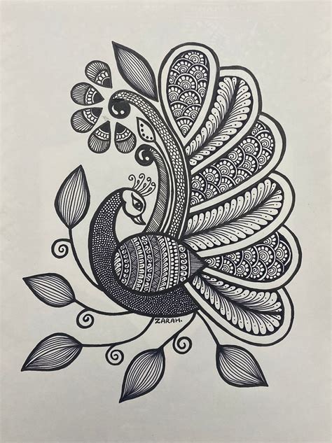 Ready To Hang A4 Size Peacock Mandala Art Drawing Used For Wall Decor Etsy