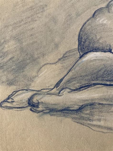 Old Nude Drawing Pencil Paper Naked Woman Erotic 1950 To Identify