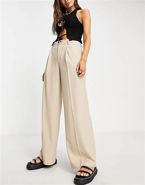 Bershka Tailored Dad Trouser Co Ord In Ecru Asos