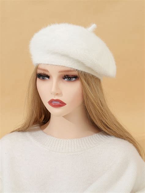 Solid Fluffy Beret Beret Stylish Hats Beret Hat