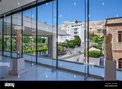 View Of The Acropolis From The Acropolis Museum Athens Greece Stock