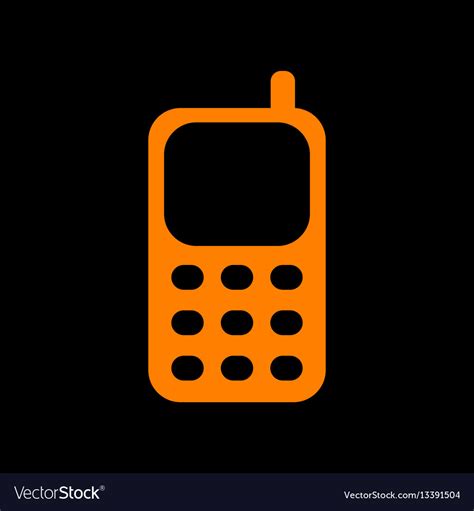 Cell phone sign orange icon on black background Vector Image