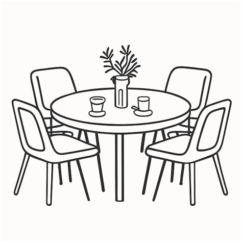 Premium Vector Dining Table Vector Illustration Line Art