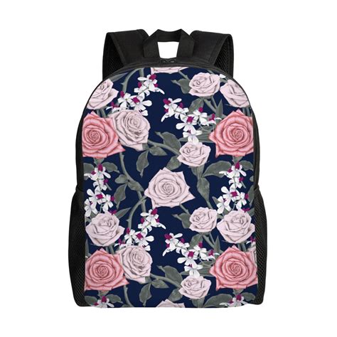 Wukai Rose Flowers Travel Laptop Backpack Waterproof Anti Theft