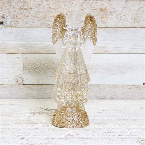 Gold Glitter Angel Glitter Globe Cracker Barrel