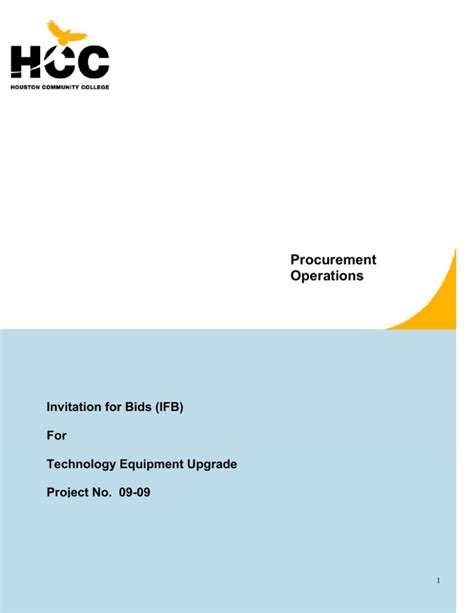 Procurement Operations Invitation For Bids Ifb