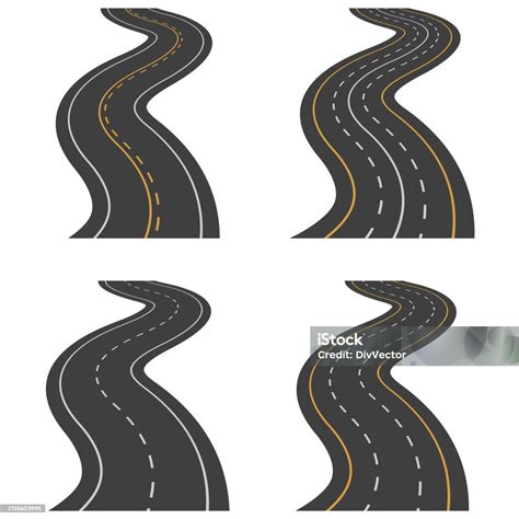 Curved Road Vector Set Stock Illustration Download Image Now Curve