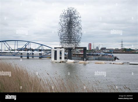 Steel Sculpture In River Thames In Quantum Cloud Greenwich London By