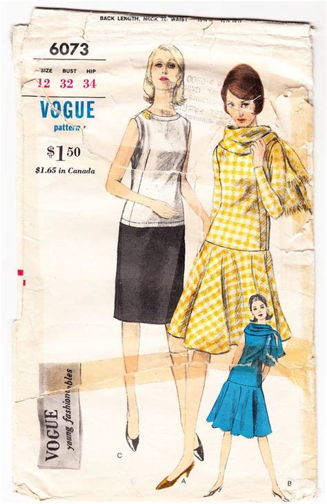 Vintage Vogue 1964 Sewing Pattern Size 12