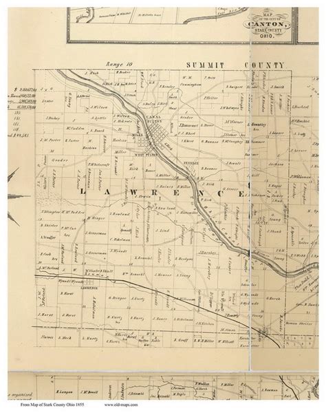 Lawrence Ohio 1855 Old Town Map Custom Print Stark Co Old Maps