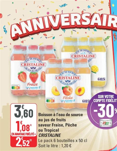 Promo Boisson à l eau de source au jus de fruits saveur Fraise Pêche