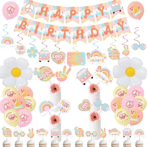 Groovy Retro Hippie Boho Happy Birthday Party Decorations Kit Happy