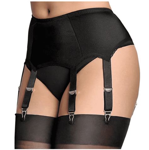 Womens Sexy Lace Garter Belt With 6 Straps Metal Clip Suspender For