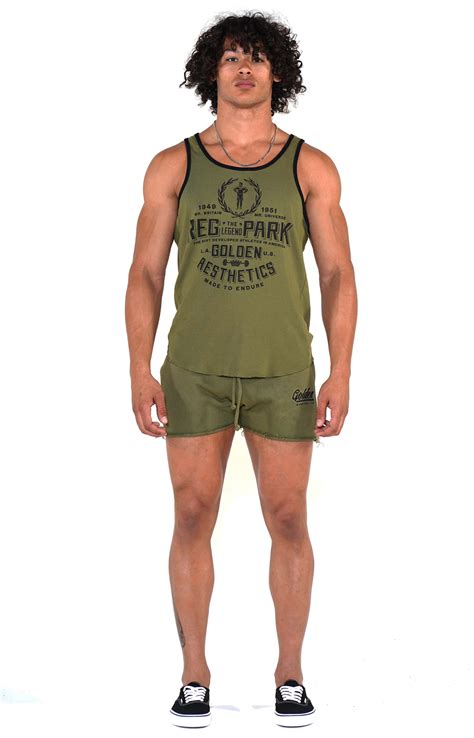 Mens Army Greenblack Shorts Golden Aesthetics