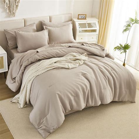 Litanika Comforter King Size Set Oatmeal 7 Pieces Bed In A Bag King Beddding C Ebay