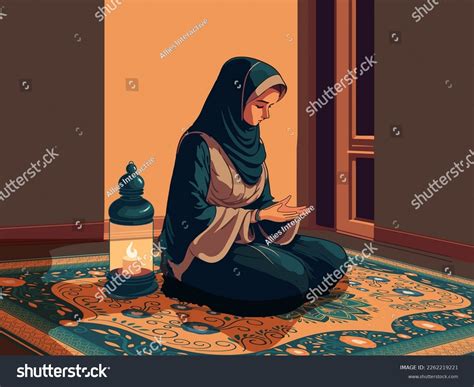 Young Muslim Woman Character Offering Namaz Stock Vector (Royalty Free ...