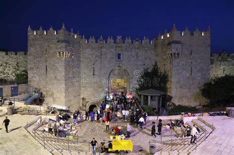 Damascus Gate Of Jerusalem Old City Editorial Image Image Of Evening