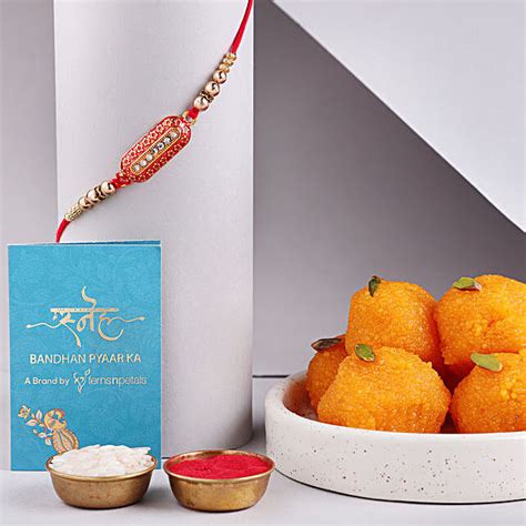 Buy Send Sneh Capsule Rakhi Motichoor Laddoos Online Fnp