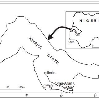 Map Of Kwara State In North Central Nigeria Showing The Location Of Omu