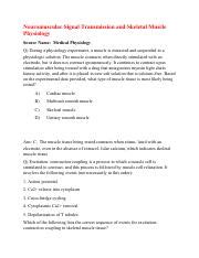 Physiology MSK Week 5 Practice Questions Pdf Neuromuscular Signal