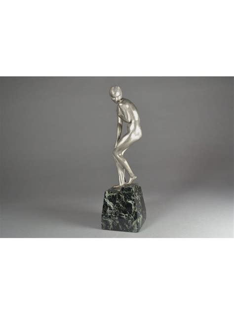 Fr A Rare Pierre Le Faguays Silver Plated Bronze Figure Art Deco