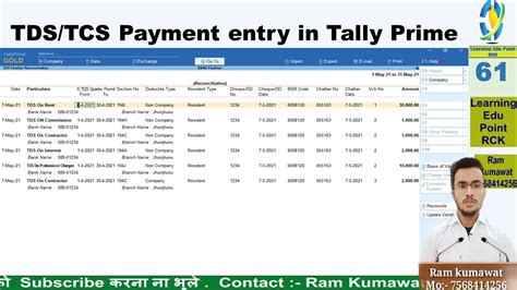 Tds Payment Entry In Tally Prime Youtube