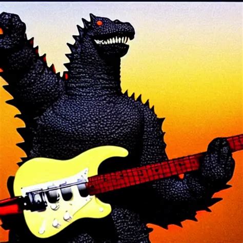 Godzilla Playing The Electric Guitar Stable Diffusion Openart