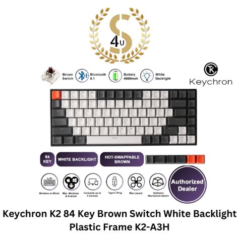 Jual KeyChron K2 A3H 84 Key Wireless Keyboard White Plastic Hot Swap Brown Switch Shopee